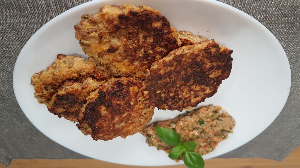 Swede Fritters with Red Pesto