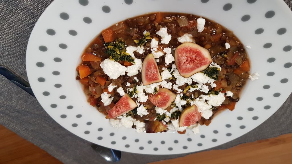 Lentil Soup with Figs and Sheep's Cheese