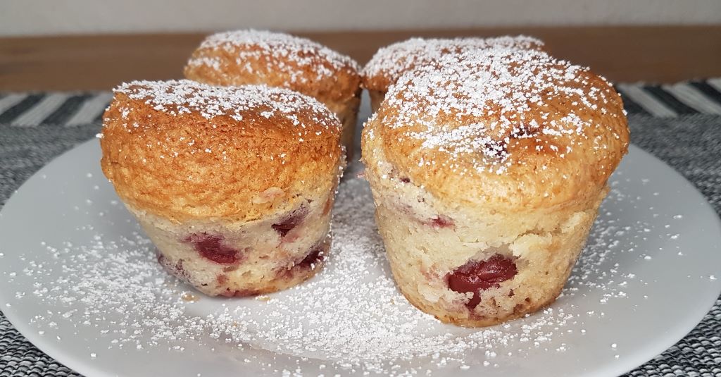 Cherry, Sour Cream and Coconut Muffins
